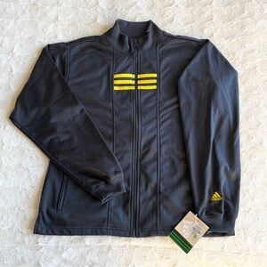 Vintage Adidas Jacket Womens Medium Navy Yellow 3 Stripe Full Zip Vtg 90s NWT